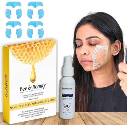 Bee & Beauty - Feel the magic of Honey Korean Collagen Sheet Mask | Hydrating Face Mask with Niacinamide & Honey