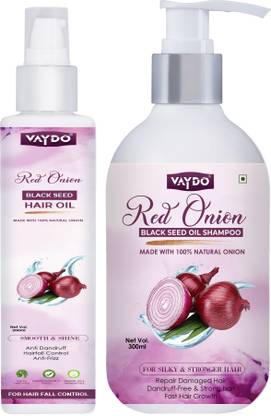 vaydo Red Onion Black Seed Oil Ultimate Shampoo + hair oil Combo for Hair fall control and hair Re-growth, No any harmfull chemical