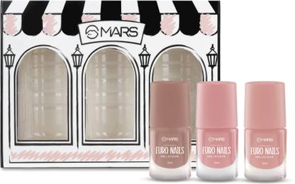 MARS EURO Nail Lacquer |Glossy Gel Finish |Chip Free |Quick Drying Formula (6 ml x 3)
