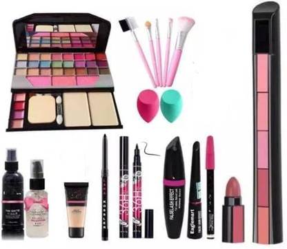 ravuk TYA Makeup kit with 5 makeup brush,1 Primer,10 in 2 lipstick,2 kajal,3 in 1 combo,3 makeup puff,1 makeup fixer,1 foundation