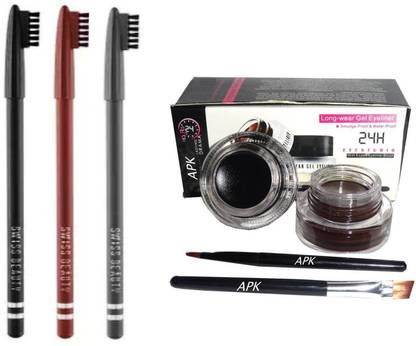 APK Gel Eyeliner Black and Brown, Eyebrow Pencil Black Brown Grey