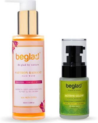 beglad Vitamin C Face Serum 30ml with Saffron Facewash 100ml for Skin Care | 100% Organically Sourced Saffron