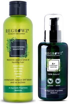 REGROWZ Thicke Shampoo 225ml | A+ Everyday Hair Oil 100m|