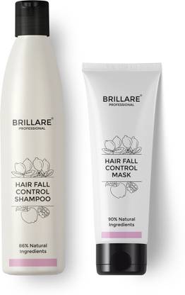 BRILLARE Combo of Hair Fall Control Shampoo & Hair Fall Control Hair Mask, Reduce Seasonal Hair Fall, Soy Protein, Vital Plants, Paraben-Free
