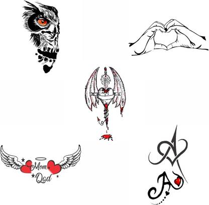 surmul Heart and Wings And A letter Tattoo for male And Female Tattoo