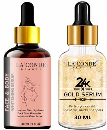 La'Conde Face & Body Whitening & 24k Gold Serum (Each, 30ml) Combo of 2