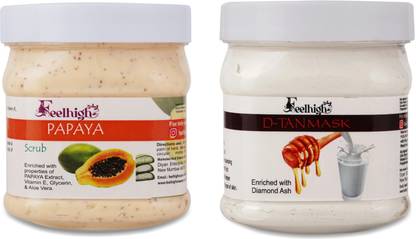 feelhigh Face & Body Papaya Scrub & De tan Mask-Skin care Products