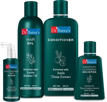Dr Batra's Anti Dandruff Hair Serum, Conditioner - 200 ml, Hair Oil - 200 ml and Dandruff Cleansing Shampoo - 100 ml
