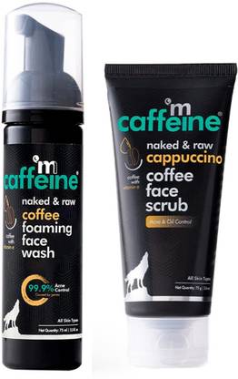 mCaffeine Coffee Face Wash & Scrub Combo, Reduces Acne Pimple & Tan, Gives Glowing Skin