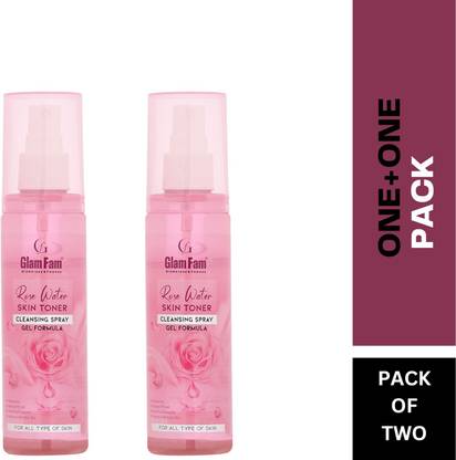 Glam Fam Pure and Natural Rose Water Face Toner Skin Toner - 125 ML (Combo Pack)