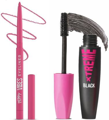 Glam21 Peppy Vibes Matte Smooth Eyeliner -Flamingo,0.4gm & Xtreme Mascara|Waterproof Volumizing-Black,10ml|Combo