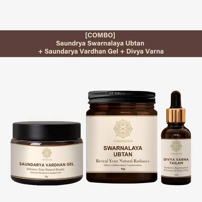 Hiranyam [COMBO] Saundrya Swarnalaya Ubtan + Saundarya Vardhan Gel + Divya Varna