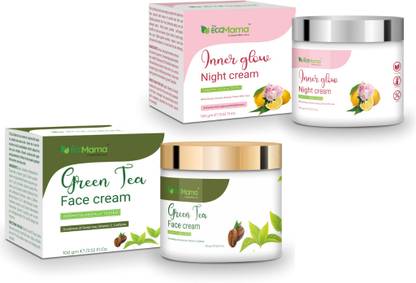 The Eco Mama Green Tea Face Cream & Inner Glow Night Cream – Combo