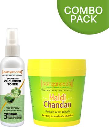 Aryanveda Herbals Haldi Chandan Bleach Cream 250gm & Cucumber Face Toner 100mL