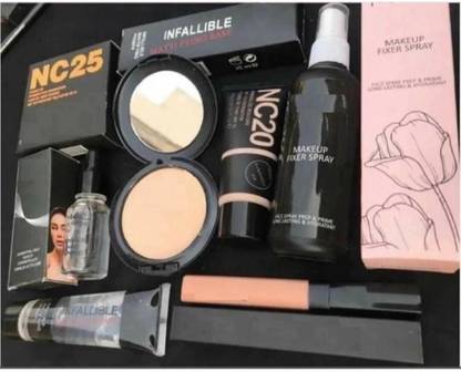 Jus’Be U 6 items makeup combo primer fixer compact powder foundation concealer face serum