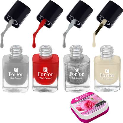 FOR FOR Perfect Stay Trendy Safe & Fast Dry ,Nail Art ,Glossy Finish Nail Polish Combo