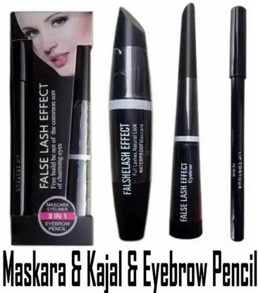 kHUDAt Simplified Eye Makeup: Mascara, Kajal & Brow Definer Set for Beginners