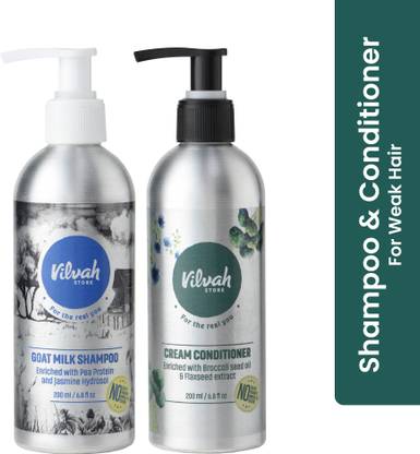 Vilvah Store Goatmilk Shampoo & Cream Conditioner Combo