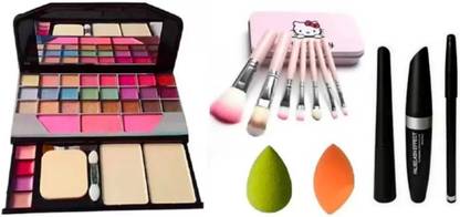 SHEFFO Makeup kit & 7 makeup brush,Mascara,Eyeliner,Eyebrow pencil,2 puff
