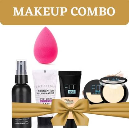 Brown Blush MAKEUP FIXER WITH PRMER AND FOUNDATION WITH COMPACT & BLENDER