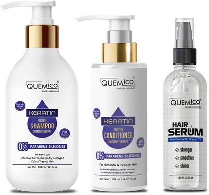 Quemico Professionnel Keratin Protein Shampoo and Conditioner With Hair Serum Combo Pack
