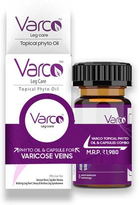 Varco Leg Care Topical Phyto Oil & Capsules for Varicose Veins, Blood Circulation