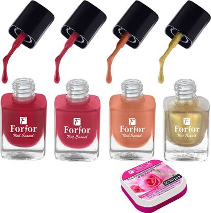 FOR FOR Perfect Stay Trendy Safe & Fast Dry ,Nail Art ,Glossy Finish Nail Polish Combo