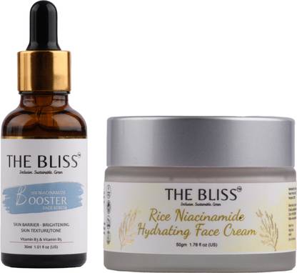 The Bliss 10% Niacinamide Serum with Vitamin B3, B5, and Rice Hydration Cream