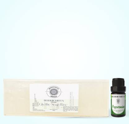 Bodhichitta Glycerin Ultra Clear Melt & Pour Soap Base 1kg with Peppermint Essential Oil 15ml Ideal for Soap Making