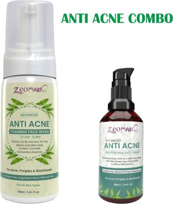 Zeomark Anti Acne Combo - Anti Acne Foaming Face Wash + Anti Acne Serum with Tea Tree