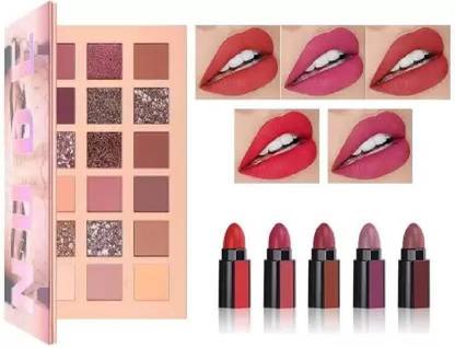 QUIYANG Cuties 5 in 1 Red edition lipstick with nude eyeshadwo