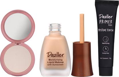 Dazller Face Makeup Essentials - Cream - Foundation,12ml + Compact,9g + Primer,10g
