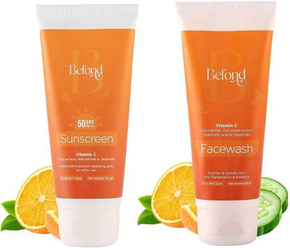 Befond Fruit Extracts Sun Screen with 50 SPF & Facewash with VitaminC UVA Protection