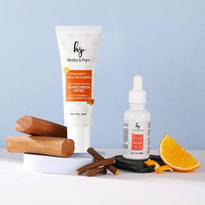 Herbs and Pure Daily Skincare Combo - Natural Glow Vitamin C Face Serum and Sunscreen