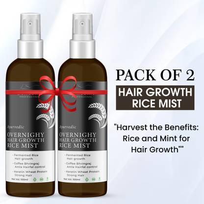 bellosmo PROFESSIONAL Ayurvedic Overnighy Hair Growth Rice Mist for Extreme Hair Growth -100 ml-(PACK OF 02)