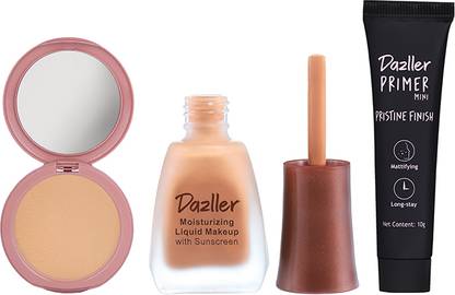 Dazller Face Makeup Essentials - Soft Caramel R33 - Foundation,12ml + Compact,9g + Primer,10g