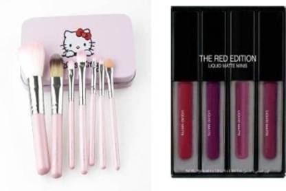 Wimble MATTE MINI LIPSTICK + 7 PC. PINK POFESSIONAL MAKEP BRUSH SET