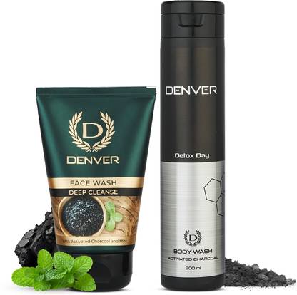 DENVER Deep Cleanse Facewash and Detox Day Activated Charcoal Body Wash
