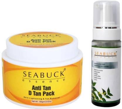 Seabuck Essence Neem & Tea Tree Foaming Face Wash and Anti Tan and D Tan Face Pack