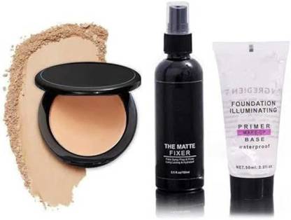 mkldsrh waterproof fixer with primer with compact powder for face make up kit