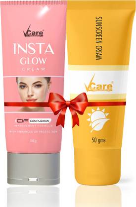 Vcare Insta glow Face Cream 50g & Sunscreen SPF30 Cream 50g Combo Pack