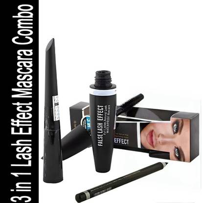 KASUTTA Mascara, Curls Lashes,3 in 1 Lash Effect pack Eyebrow Pencil & Eyeliner
