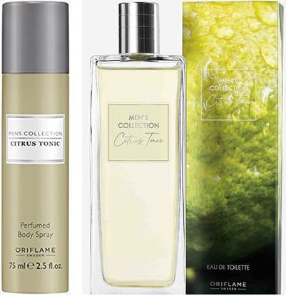 Oriflame Sweden Men Citrus Tonic Perfumed Body Spray 75ml.With Citrus Tonic Eau de Toilette 75m.