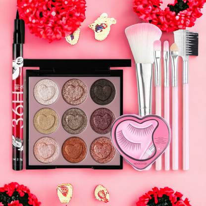 HUDA CRUSH Beauty Valentine Day Gift for Her - eyeliner waterproof , eyeshadow palette and makeup brushes