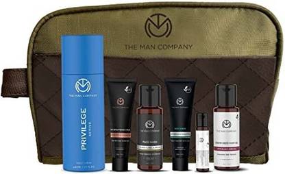 THE MAN COMPANY Premium Skin Glow Collection 6 in 1 Combo Travel Mini Kit | Gift Set for Men | De Tan Face Care | Deo for Men | Free Pouch  (6 Items in the set) at Rs. 499