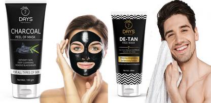 7 Days Activated Charcoal Face Mask 100Gm And De-Tan Face Wash 100Ml