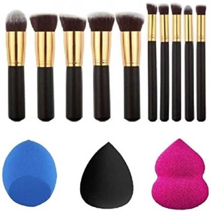 mkldsrh Makeup Brushes set 10 Pcs with 3 Makeup Sponge for face make up brushes
