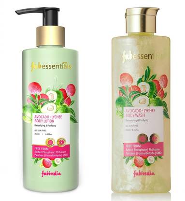 fabessentials Avocado Lychee Body Lotion 250 ml & Avacado Lychee Body Wash - 250ml
