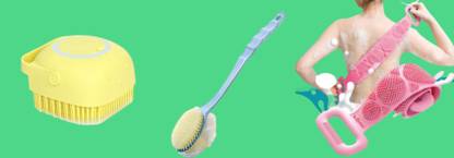 BZILO COMBO Silicone Body Scrubber Belt, TWO IN ONE LOOFAH BRUSH AND Body ScrubberFL20