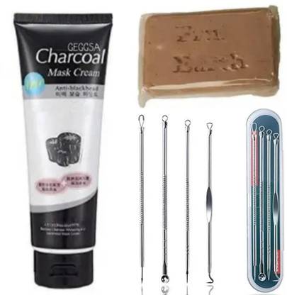 Geggsa Blackhead remover cream, blackhead remover tool and facial kit bar (Pack of 3)
